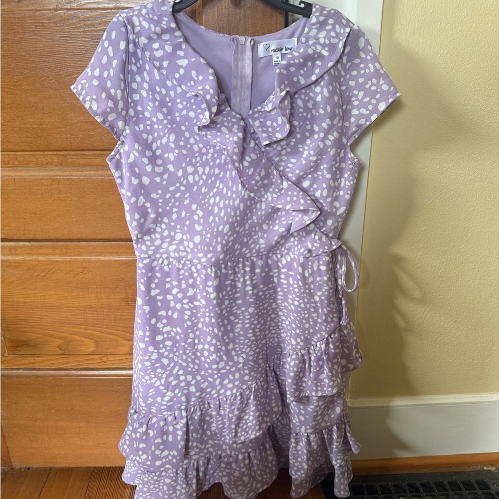 Girl’s Purple Flutter Sleeve Wrap Dress (Nicki Lew (from Nordstrom))